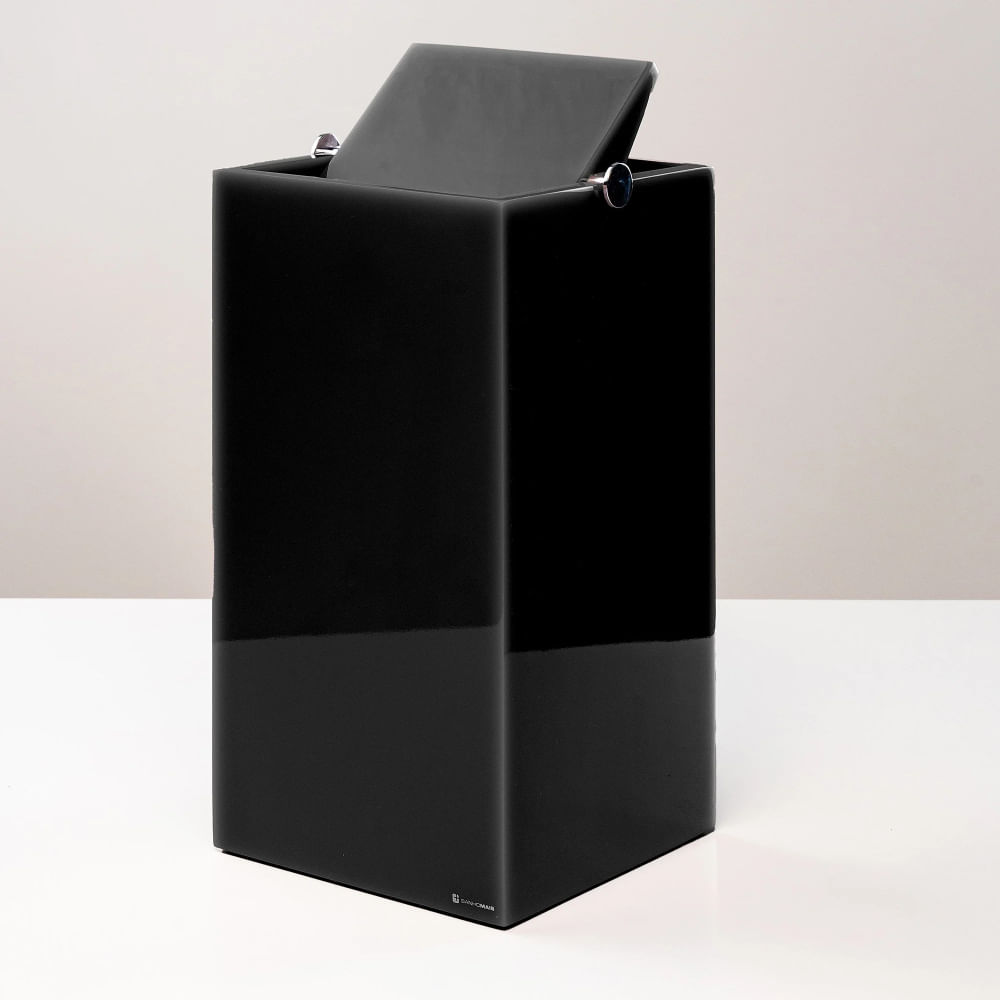 Lixeira Eixo Quadrado Preto Banho Mais